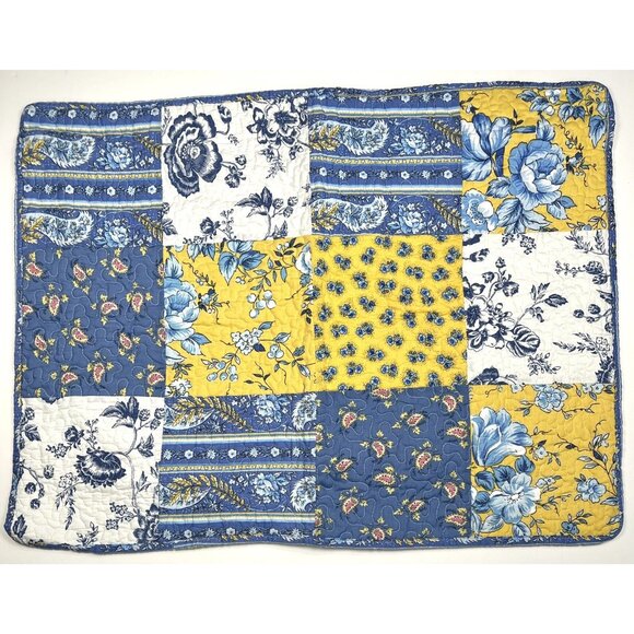 Single C&F HOME 20"x26" Standard Quilted PILLOW SHAM Yellow/Blue French Country - Picture 1 of 4